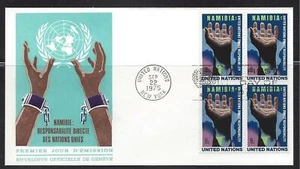 UN Stamps 1975 Scott NY#264 18 cent Namibia FDC blk of 4 with G cachet - Picture 1 of 1