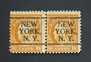 New York, NY #L-5 Type Precancel Horz. Pair - 10 cents Franklin - U.S. #510 - NY - Picture 1 of 1