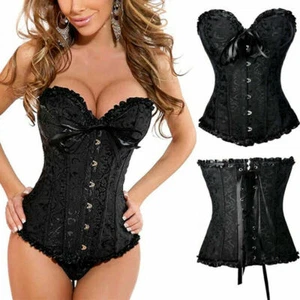 Women Corset Top Sexy Vintage Floral Corsets Lingerie Waist Cincher Shapewear US - Picture 1 of 13