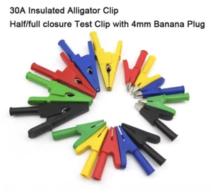 Clip de prueba aislado 30A Clip de prueba cierre medio/completo con enchufe banana de 4 mm  - Imagen 1 de 3