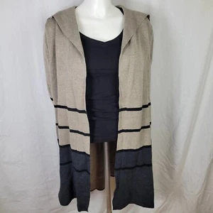Apt. 9 Oatmeal and Gray Color Block Long Sleeve Open Front Cardigan - Picture 1 of 8