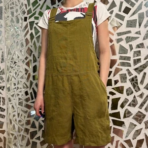 Finisterre Jumpsuit Dungaree 100% Linen Olive with Pockets Regulated Onesize - Picture 1 of 10