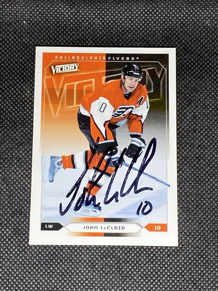 John LeClair Philadelphia Flyers 2004 Victory UD Signed Auto Card #143 ~ COA - Image 1 of 3