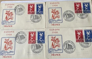 1958 France Illustrated First Day Europa Covers (4). Great Postmarks. Very Fine. - Picture 1 of 8