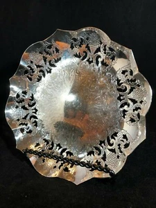 Vintage Primel Silber Teller durchbohrt Fuß Bonboniere, Elektroteller auf Kupfer - Bild 1 von 10