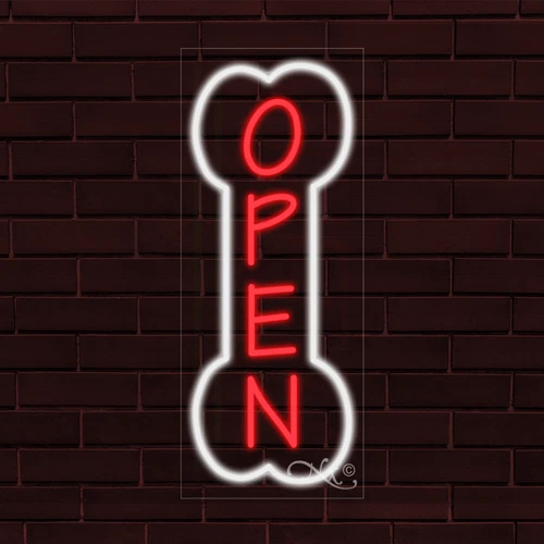 NEW "OPEN" w/BONE BORDER VERTICAL 30x12x1 INCH LED FLEX INDOOR SIGN 31011 - Image 1 of 1