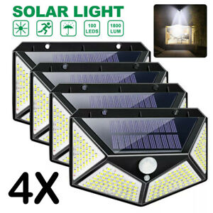 4Pcs Solar Lights Outdoor Garden 100LEDs Solar Security Light with Motion Sensor