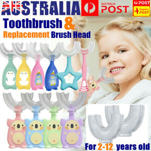 Children U-shaped 360° Silicone Toothbrush&Brush Head Cleaning Kids Oral Teeth