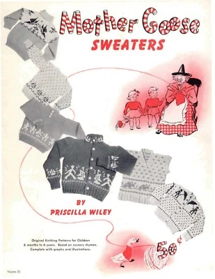 KNITTING PATTERN COPY 1940's 11 Patterns childrens fairisle jumpers 6m-6yrs 48 - Image 1 of 4