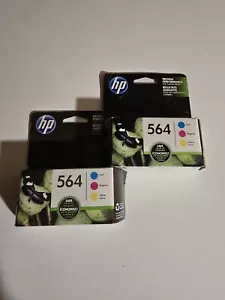Lot of 2 HP 564 Color Ink Cartridge Cyan Magenta Yellow GENUINE OEM Expired - Picture 1 of 4