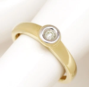 Damenring 14 Karat 585 Gold Gelbgold Weißgold Brillant Solitär 2,52 g Gr. 54 - Bild 1 von 3
