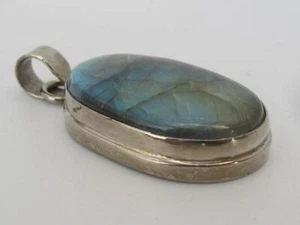 VTG LRG 2" Sterling Silver 925 Pendant Oval Cab Gemstone 19.4g color changing - Picture 1 of 7