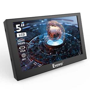 Eyoyo 5V/2A 5inch Monitor Mini HDMI/VGA/AV Screen for Computer,DVR,Camera,PC - Bild 1 von 16