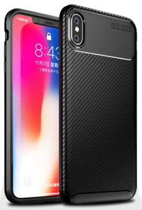 Black Carbon Fiber Flex TPU Gel Skin Case Cover for Apple iPhone Xs MAX, 10s max - Picture 1 of 5