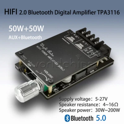 TPA3116 AUX+Bluetooth 2x50W Amplificatore di potenza audio digitale stereo HIFI con filtro - Immagine 1 di 4