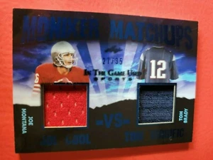 TOM BRADY & JOE MONTANA GAME USED JERSEY CARD #27/35 2020 LEAF ITG COOL TERRIFIC - Picture 1 of 2