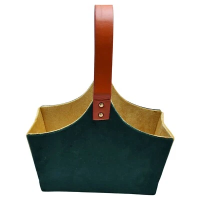 瓶装绿色和奶油色天鹅绒手工折叠中密度纤维板篮子-高级礼物 — 第 1/4 张图片