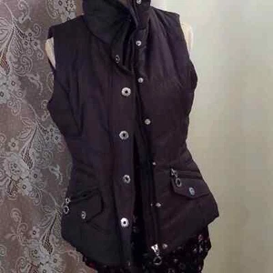 Calvin Klein Women's Size S Gray Quilted Zip Snap Vest Water Resistant - Picture 1 of 12