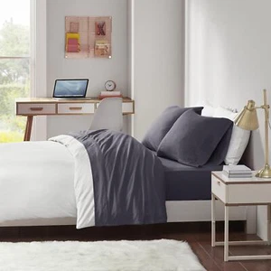 intelligent Design Jersey-Knit Cotton Blend 3-Pc. Sheet Set Dark Grey Twin XL - Picture 1 of 5