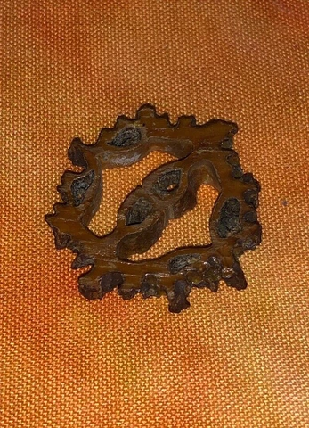 Unique 1" Walnut Carved Button 2 Sew Holes Nice Polished Finish Cover