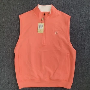 Men's Donald Ross CB Logo Sleeveless 1/4 Zip Vest Outerwear Jacket Dark Peach M - Picture 1 of 3