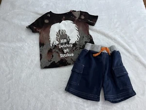 baby boy clothes Size 12 Months Short Sleeve Shirt & Shorts EUC - Picture 1 of 5