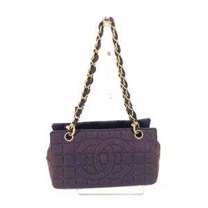 CHANEL CC logo CC Mark chocolate bar Double Chain bag Shoulder Bag Jersey purple - Picture 1 of 17