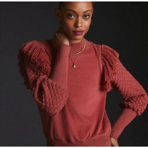 Neu mit Etikett Anthropologie Dolan Fransenpullover Blase gesteppte Ärmel Kakao Damen XS - Bild 1 von 11