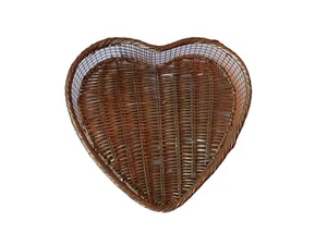 Gold Toned Wicker And Wire Heart Shaped Basket - Picture 1 of 4