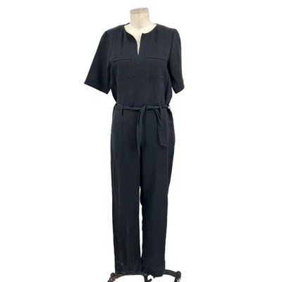 Mono Mono APC A.P.C Manga Corta Corbata Cinturón Mezcla de Lino Negro Talla XS Foto 1 de 4