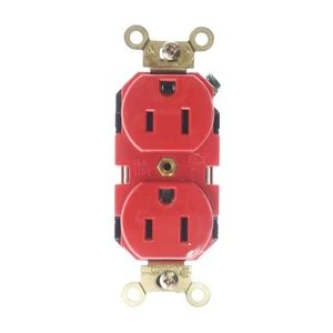 RECEPTÁCULO DÚPLEX INDUSTRIAL DE ALTA RESISTENCIA LEVITON 5262-R, 15 AMPERIOS, 125 VOLTIOS, ROJO - Imagen 1 de 3