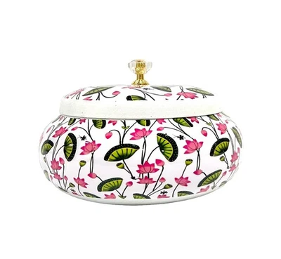 金属干粮储存罐带盖,白色,多功能容器,糖果罐 — 第 1/4 张图片