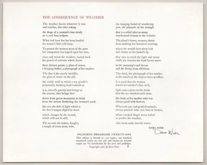 Dara WIER / THE CONSEQUENCE OF WEATHER Signed Broadside 1st Edition 1981 #190082 - Picture 1 of 1