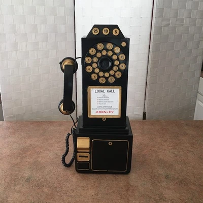 Teléfono de Pared Retro Crosley Negro y Dorado Metal Decoración de Pared Foto 1 de 4
