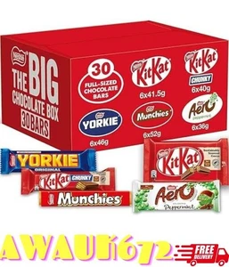 The Big Chocolate Box, 30 x Chocolate Bars – KitKat, KitKat Chunky, Yorkie, Aero - Picture 1 of 24