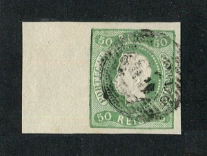 Portugal 1866 D. Luis 50 reis #23, CORNER SHEET, USED FVF - Picture 1 of 2