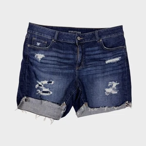 Maurices Womens 20W Blue Denim Distressed Cut Off Shorts  - Picture 1 of 8