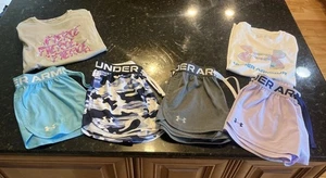 Lot Of 6 Girls Youth Under Armour Shorts/Shirts Size Medium - Picture 1 of 16
