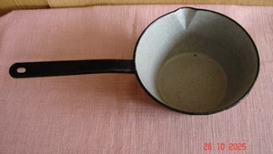 Vintage Emaille Schüssel Topf Pfanne mit Stil  Baumann „Prima Qualität“ schwarz - Bild 1 von 7