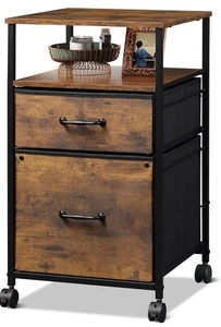 DEVAISE Mobiler Aktenschrank mit 2 Schubladen, rollender Druckerständer mit offener Aufbewahrung Sh - Bild 1 von 8