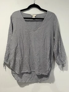 Top H&M donna 6 Seersucker a righe costiere tranquillo lusso vecchio denaro viaggio preppy - Foto 1 di 6