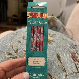 The Pioneer Woman Blue Cape 5.5”Tall 12pack Flowered Birthday Candles NEW IN PK - Picture 1 of 14