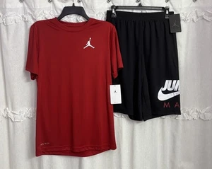 Nike Air Jordan Boys Jumpman Logo DRI-FIT Red T-Shirt & Shorts Set XL 18 20 NWT - Picture 1 of 17