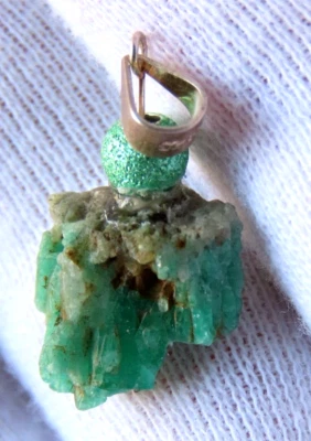 collana in SMERALDO grezzo argento 925 - Immagine 1 di 4