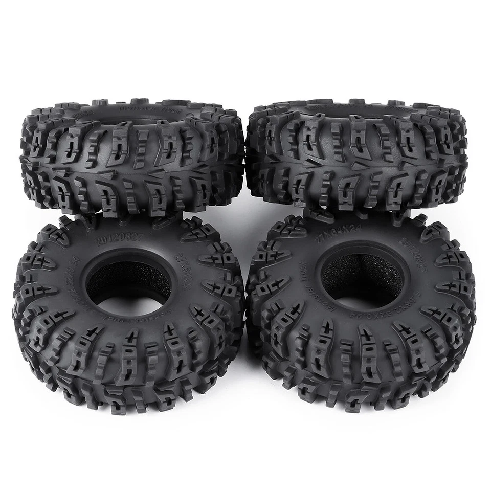 4PCS 1.1'' Rubber Tyre Tire 64mm for 1/18 Traxxas TRX4-M RC Crawler Car Parts - Image 1 of 4