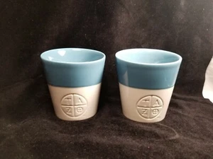 Starbucks TAZO Blue White Tea Cup Mug 8oz (Set Of 2) 2011 Handle-less Bone China - Picture 1 of 5