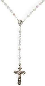 DICKSONS GIFTS 23" SILVER PLATED"TO MY GODMOTHER THANK YOU"7MM BEADED ROSARY NEW