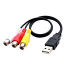 to Female Jack USB to 3 RCA Cable Adapter Line Audio Video Cord AV Composite
