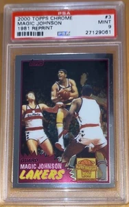 Pop 1 of 5!🔥2000 Magic Johnson TOPPS CHROME 1981 ROOKIE RETRO REPRINT #3 PSA 9 - Picture 1 of 11