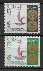 SUDAN , 1963 , RED CROSS ,  SET OF 2 STAMPS , PERF ,  MNH  - Picture 1 of 1
